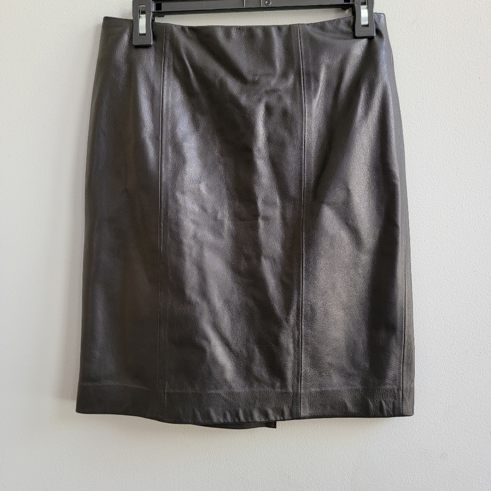NWOT Vintage Black Leather Skirt sz 4P